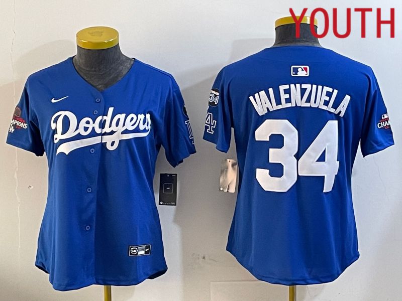 Youth Los Angeles Dodgers #34 Valenzuela Blue Game 2024 Nike MLB Jersey style 12054->youth mlb jersey->Youth Jersey